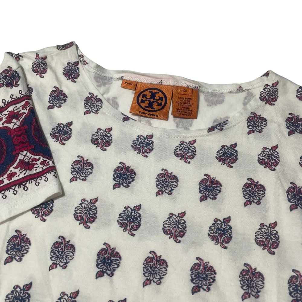 Tory Burch XS White Print‎ Pullover Ladies Top